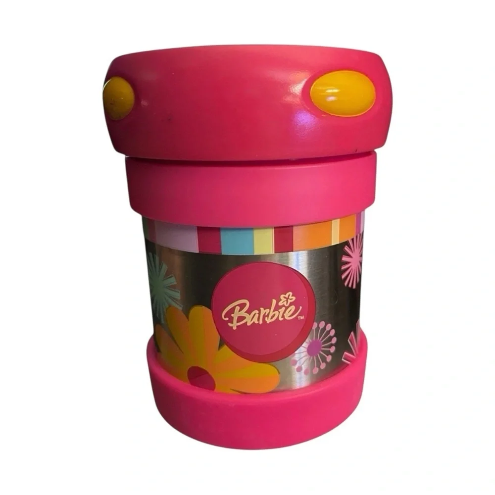 Barbie Insulated Food Jar Lunch Container Pink Floral Stainless Steel Thermos 5